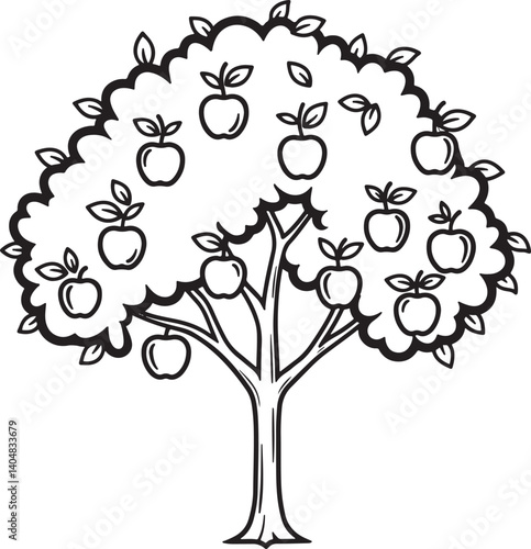 Apple tree art drawing white vector