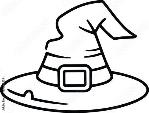 Witch Hat Line Art Vector – Halloween Magic Icon Illustration