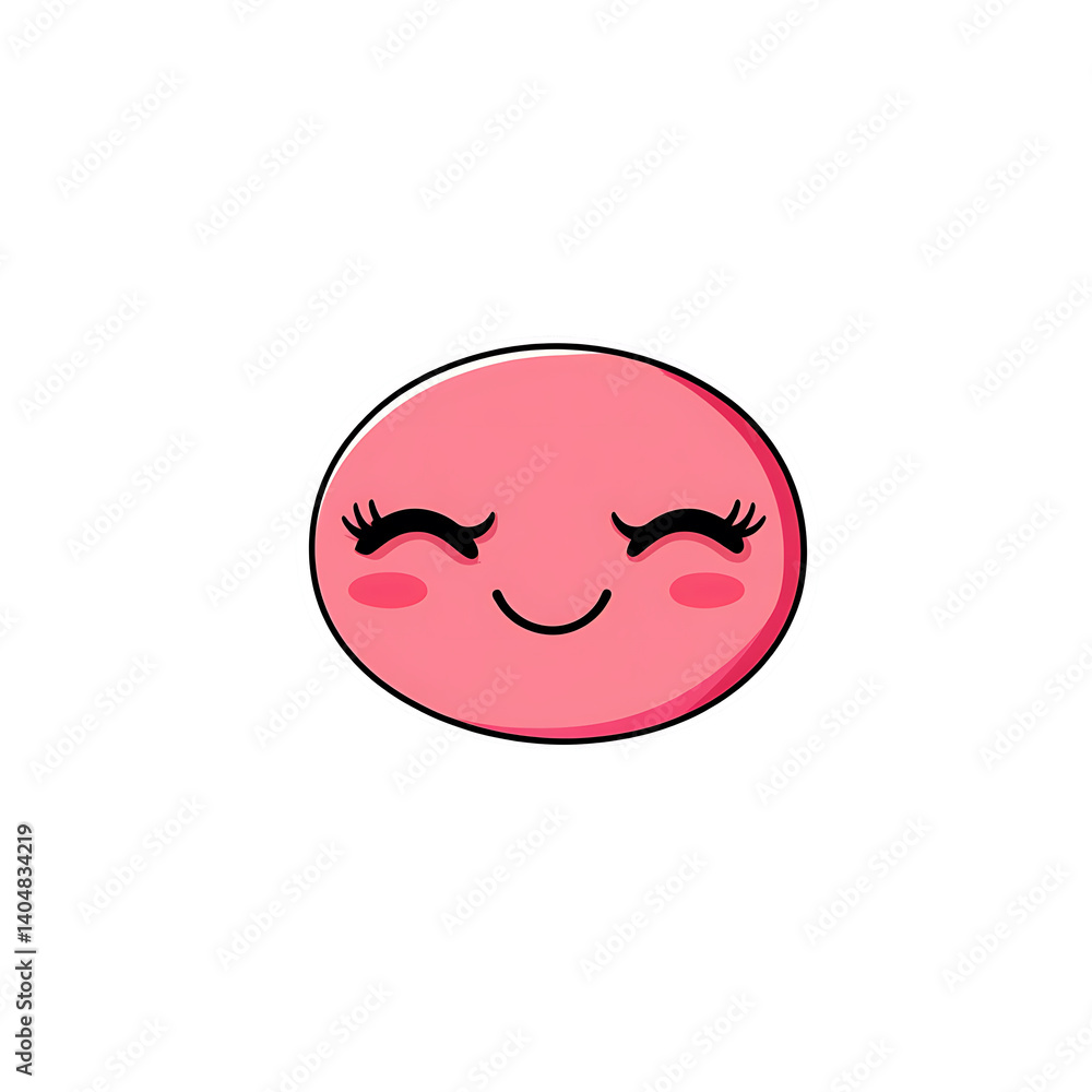 Fototapeta premium Pink sleepy face emoji with closed eyes
