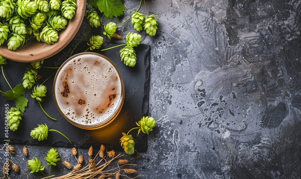 Beer with Fresh Hops and Barley