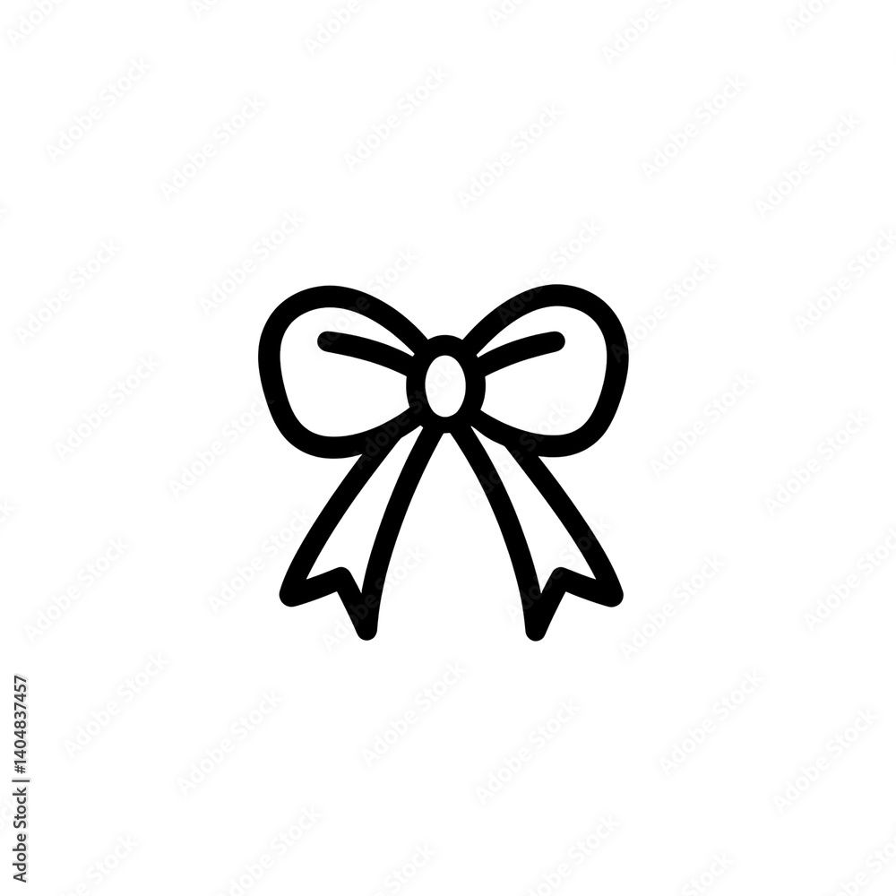 Simple Elegant Bow Outline Illustration Simple Elegant Bow Outline Illustration
