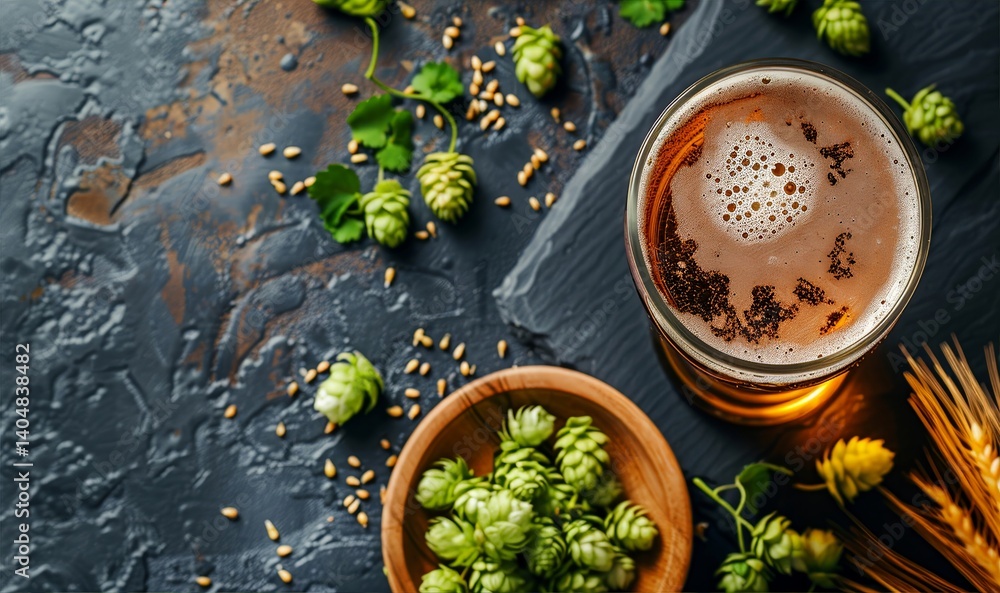 Beer with Fresh Hops and Barley