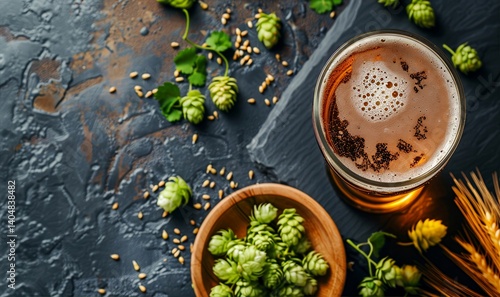 Obraz na płótnie Beer with Fresh Hops and Barley w salonie