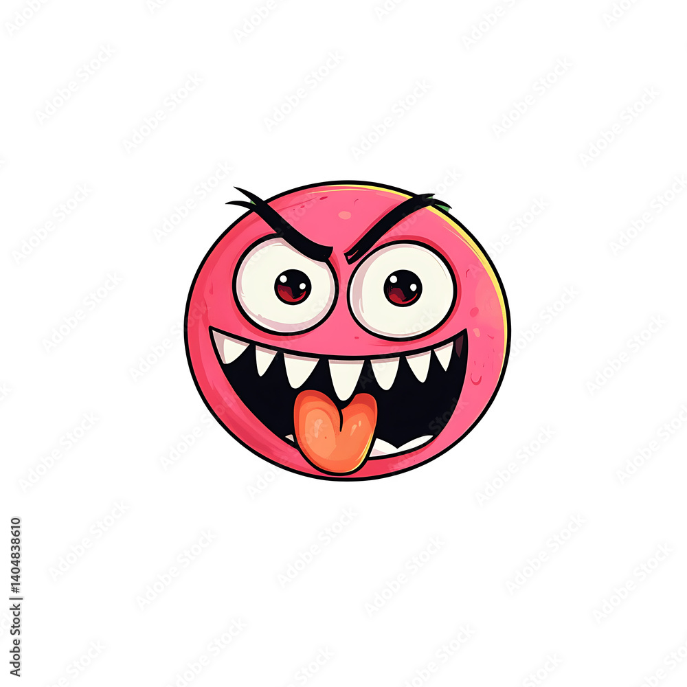 Obraz premium Pink Zany Face Emoji with Tongue Out