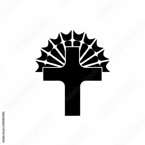 creative details Sunrise Cross Icon Vector Illustration