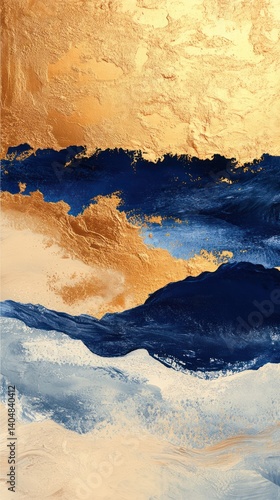 Wallpaper Mural A captivating abstract painting featuring layered gold and blue hues. Torontodigital.ca