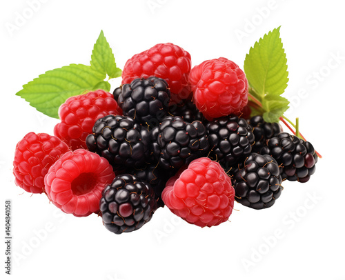Raspberries, blackberries, and blueberries Isolated on Transparent Background