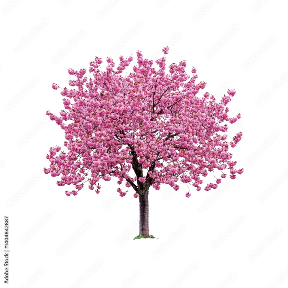 Fototapeta premium Isolated Pink Cherry Blossom Tree in Full Bloom