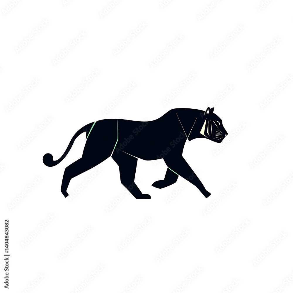Fototapeta premium walking tiger silhouette bold lines 