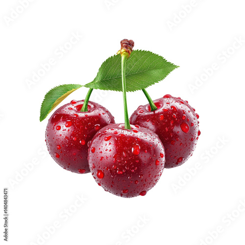 Wallpaper Mural Three Juicy Cherries with Water Droplets onTransparent background Torontodigital.ca