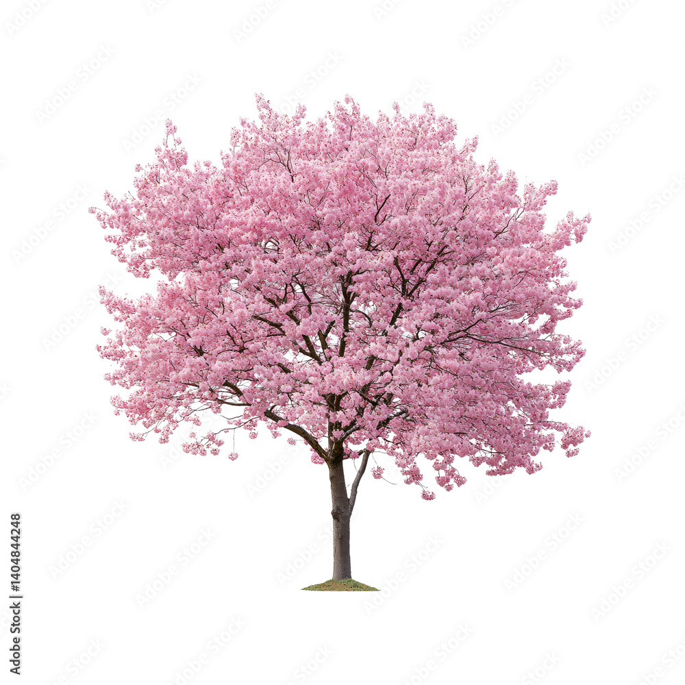 Fototapeta premium Full Bloom Pink Cherry Blossom Tree Isolated on Black