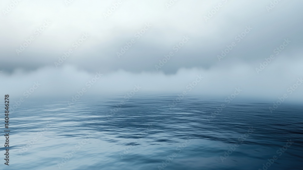 Obraz premium Serene ocean with misty horizon and tranquil atmosphere