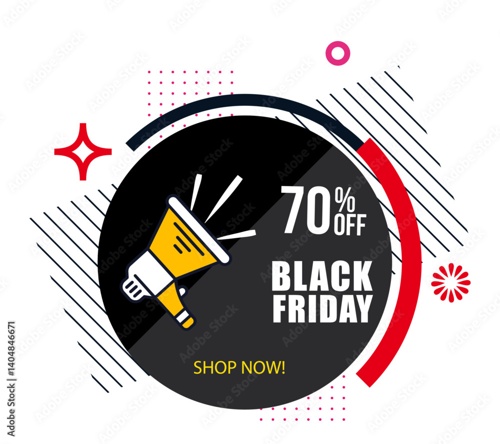 Obraz premium Black Friday Sales Promotion, stickers, clip art images, social media share, poster188.ai
