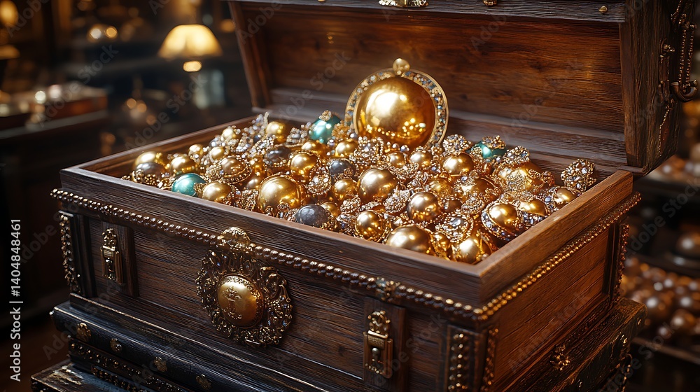 Mysterious Chest Covered Glowing Charms Unleashes Magical Realm Treasure Sparkle Photo Mysterious Chest Covered Glowing Charms Unleashes Magical Realm Treasure Sparkle Photo
