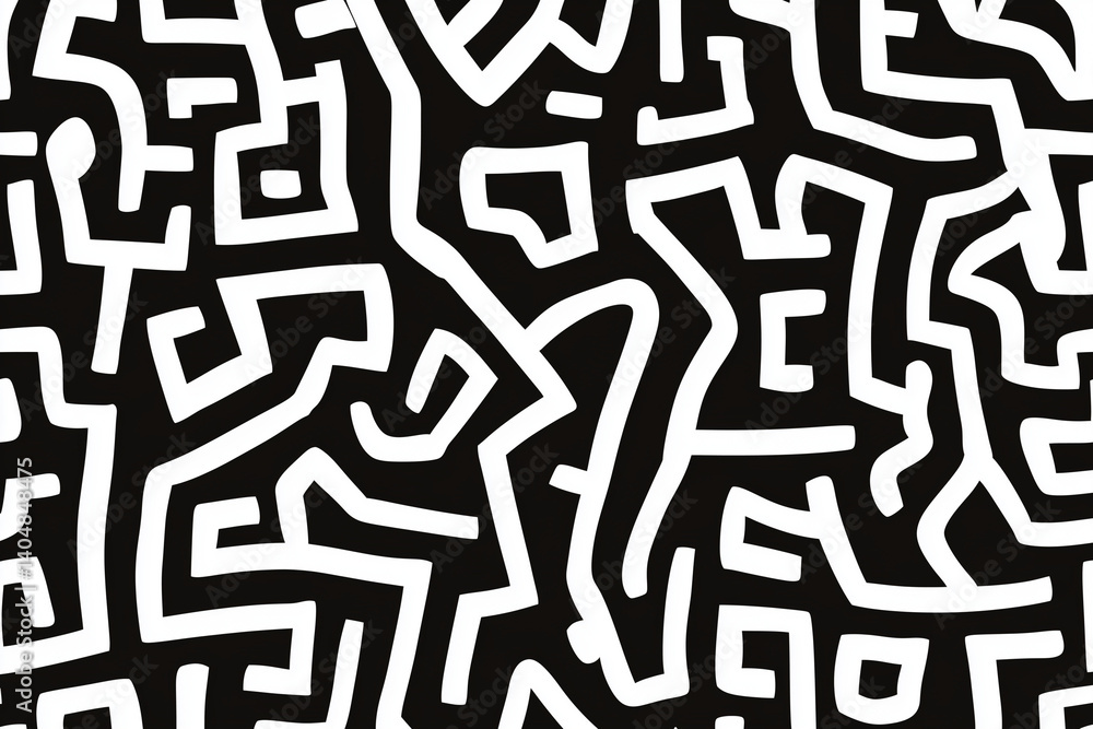 Geometric black and white hand-drawn abstract pattern Geometric black and white hand-drawn abstract pattern