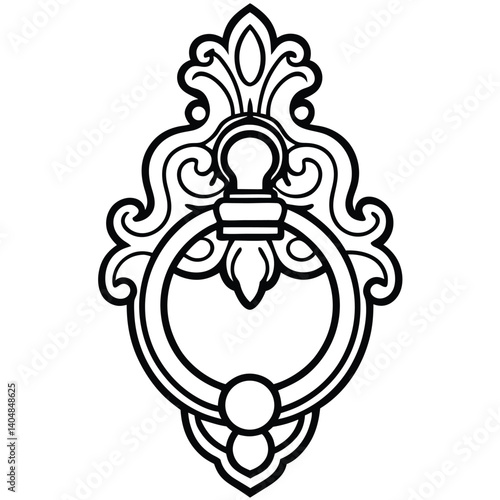 Elegant Ornate Door Knocker Antique, Vintage, Classic, Metal, Design