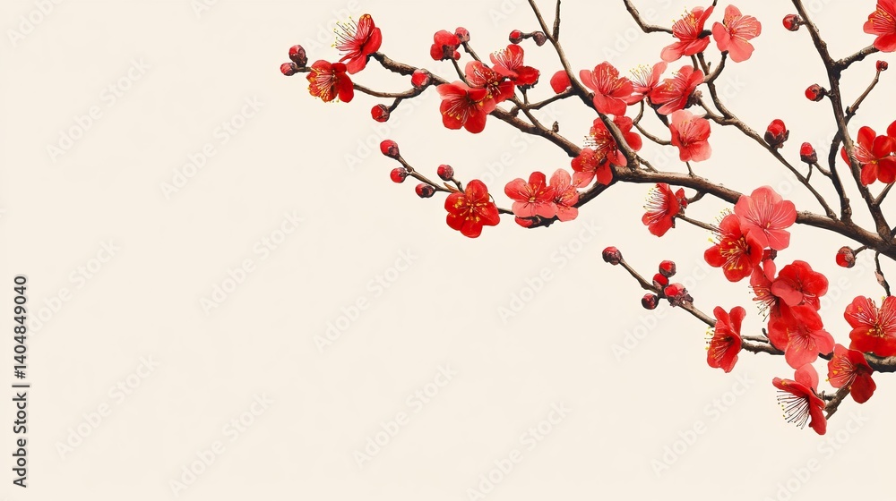 Fototapeta Red and gold themed decoration on a soft cream background