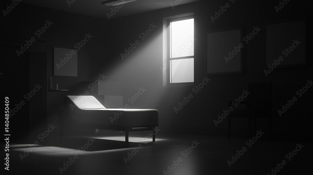 A room with a bed and window. A room with a bed and window.