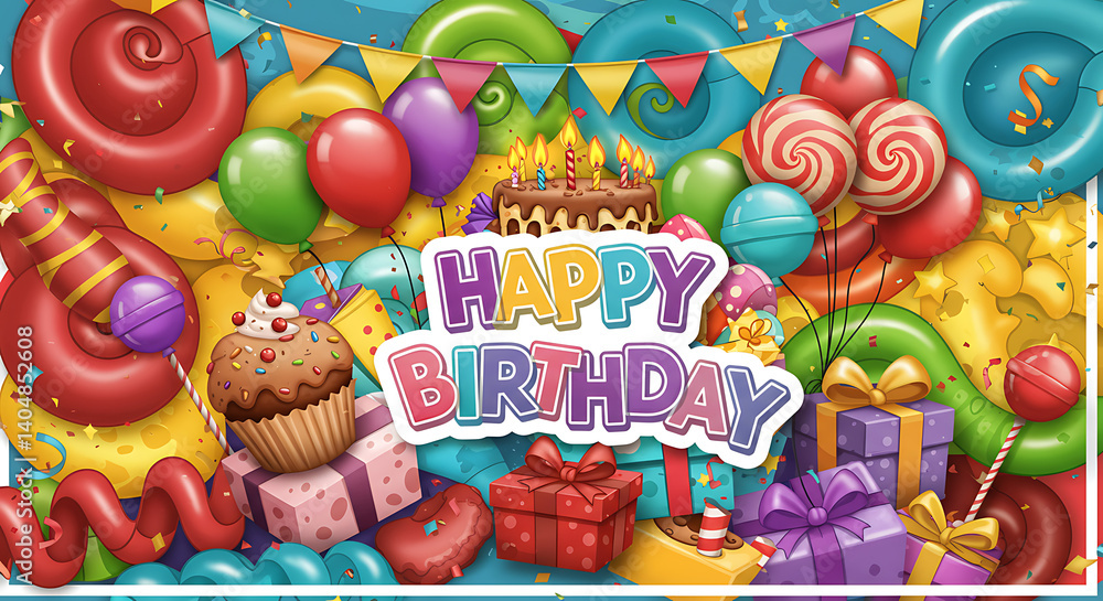 Obraz premium Joyful Birthday: Candyland Celebration! AI Generated