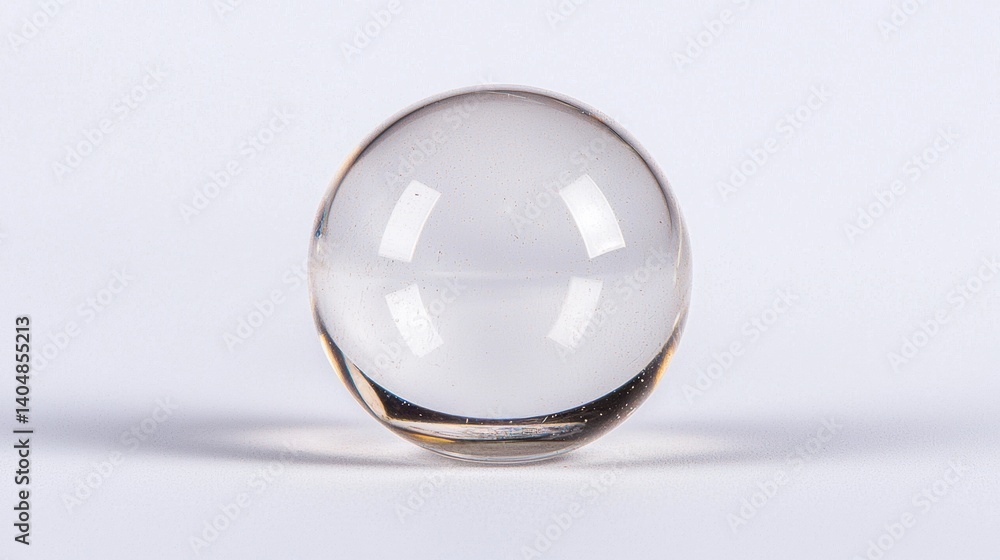 A clear glass sphere with a gold rim sits on a white background. A clear glass sphere with a gold rim sits on a white background.