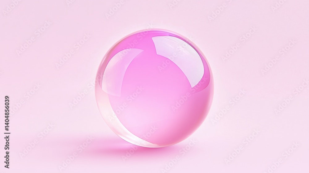 Obraz premium A shiny pink sphere with a reflective surface.