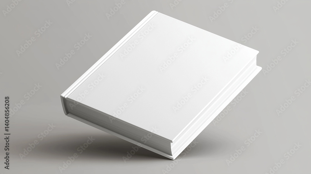 White hardcover book with sharp edges placed on a soft gray surface. AI Generated Images White hardcover book with sharp edges placed on a soft gray surface. AI Generated Images