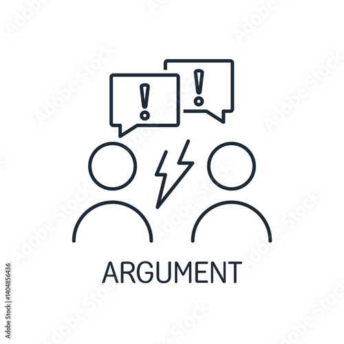 Argument in dialogue, dispute. Evidence, proof. Vector linear icon isolated on white background.