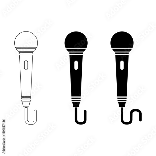 Set of Microphone icon, audio speech symbol, record concert sign, web button design .