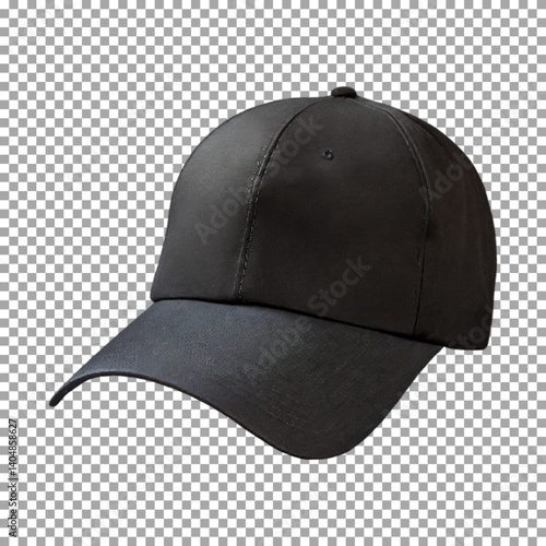 Black baseball cap mockup, Sleek Black Baseball Cap with Curved Brim on transparent background, png, psd
