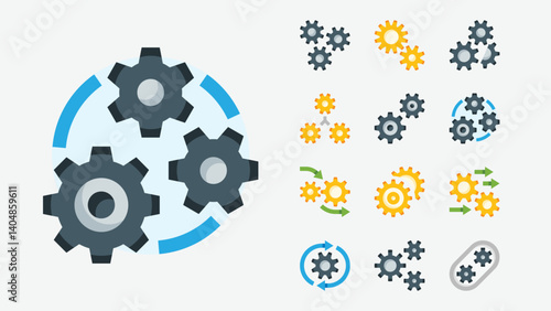 Gear Cogwheel Mechanism Color Icons