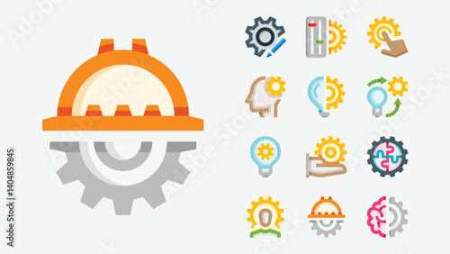 Gear Cogwheel Mechanism Color Icons