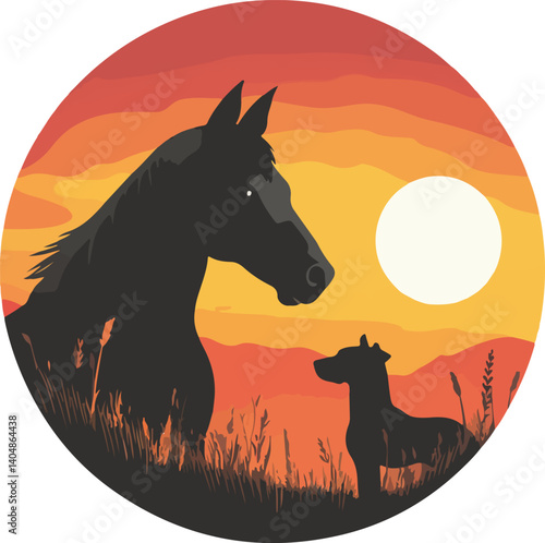 Horse and Dog Vector Illustration