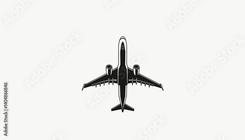 Airplane flying above a light background in a minimalist style  