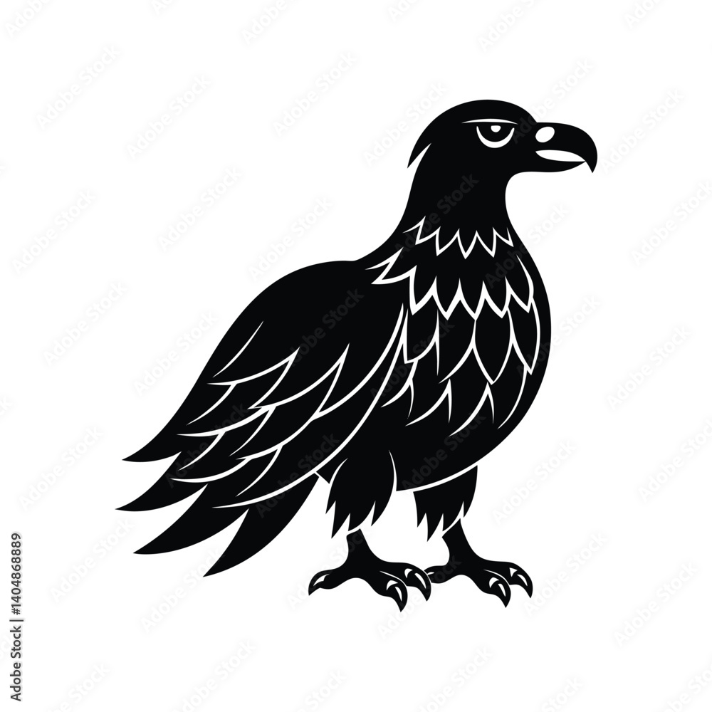 Fototapeta premium Majestic eagle vector illustration, a wild bird silhouette isolated on white.