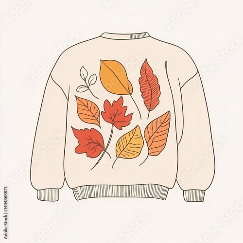 Autumnal sweater with fall leaves