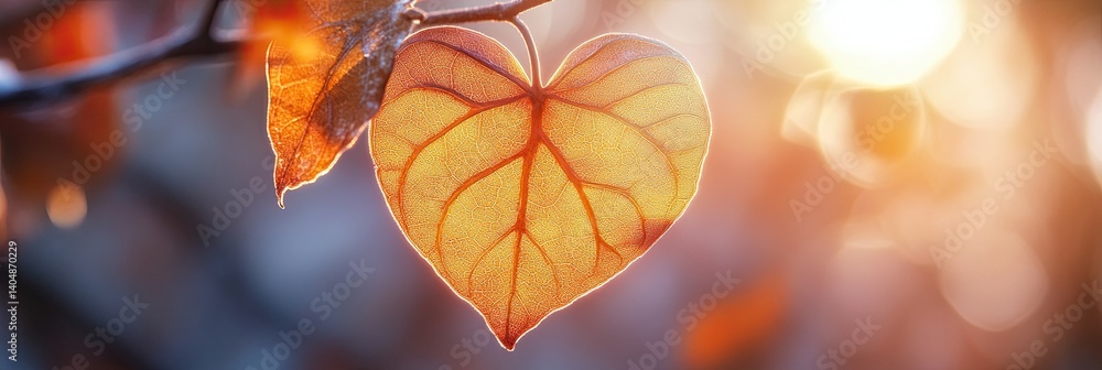 A glowing heart-shaped leaf against a bright, soft-focused background, the texture and lighting captured in stunning A glowing heart-shaped leaf against a bright, soft-focused background, the texture and lighting captured in stunning