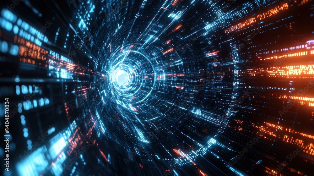 Obraz premium Digital Data Stream: A Journey Through Cyberspace