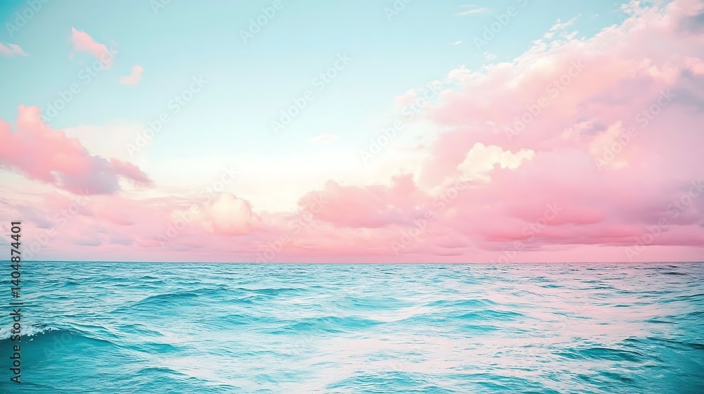 Obraz premium Pastel pink and turquoise ocean sunrise.