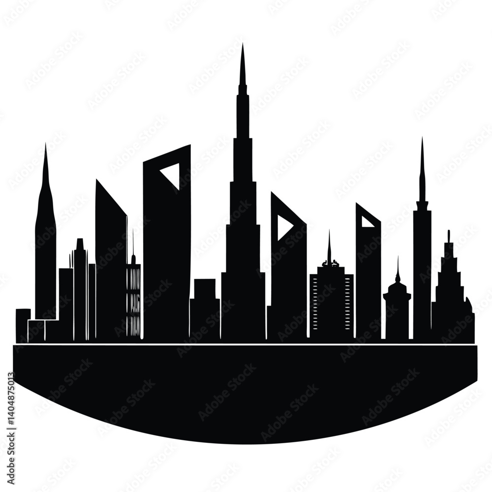 Obraz premium Dubai city skyline buildings silhouette vector isolated on white background 