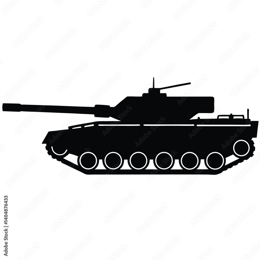 Fototapeta premium military tank silhouette vector isolated on white background 