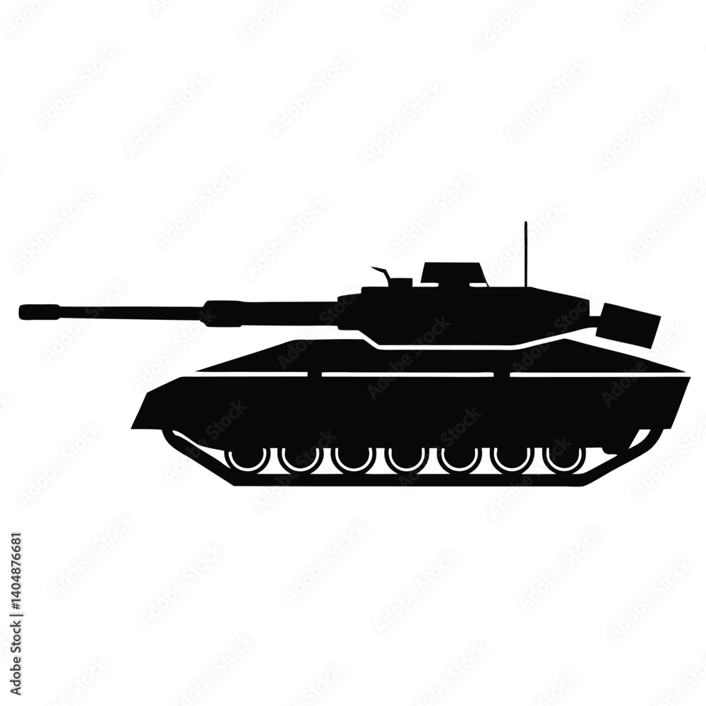 Fototapeta premium military tank silhouette vector isolated on white background 