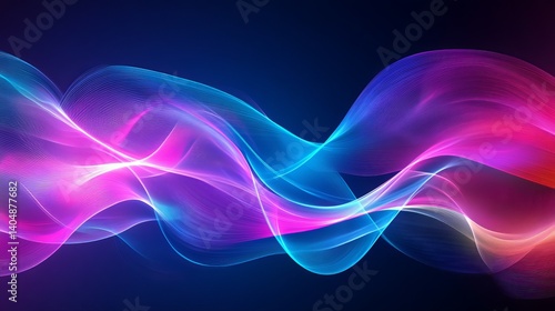 Wallpaper Mural Abstract flowing lines in vibrant colors of pink blue and purple against a dark navy background Torontodigital.ca