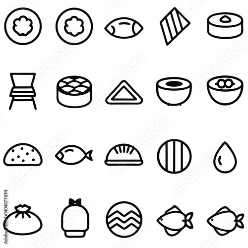 Wallpaper Mural Food and Drink Icons Set with Fast Food, Pizza, Burger, Coffee, Cake, and More Torontodigital.ca