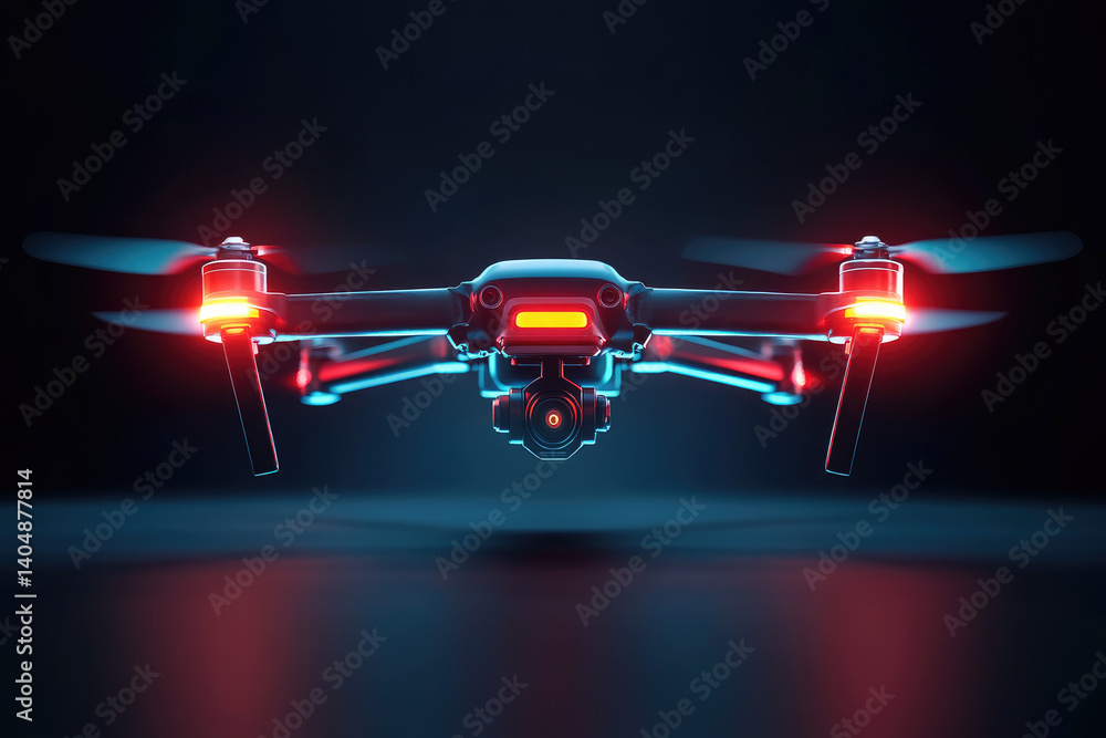 Security drone scanning for threats in urban environment digital illustration aerial view futuristic concept Security drone scanning for threats in urban environment digital illustration aerial view futuristic concept