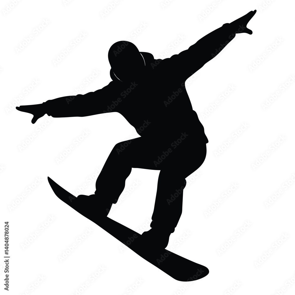 Fototapeta premium snowboarder jumping silhouette vector isolated on white background 