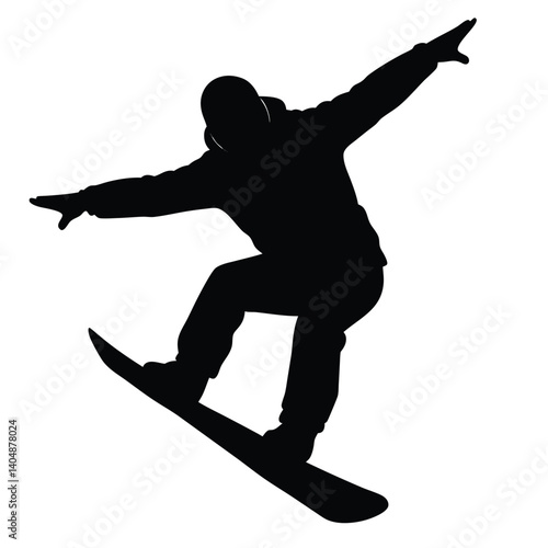 snowboarder jumping silhouette vector isolated on white background 