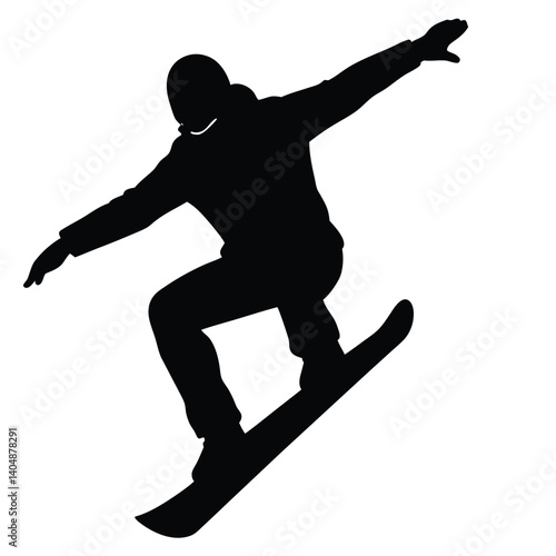 snowboarder jumping silhouette vector isolated on white background 