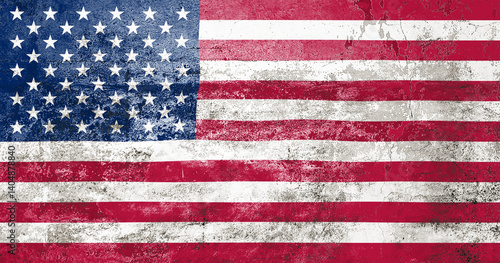 US State Flag. Dirty American state flag on the wall.