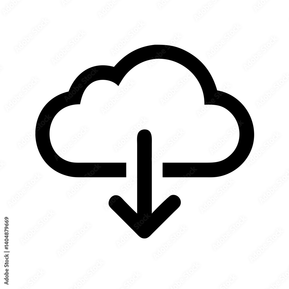 Cloud Download Button Icon Vector Illustration Cloud Download Button Icon Vector Illustration