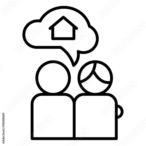 Couple dreaming home icon Simple outline vector logo
